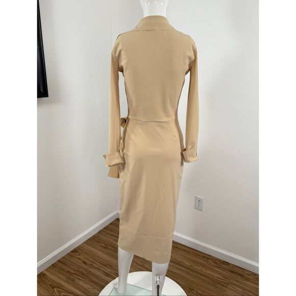 NWT Chiara Boni La Petite Robe Womens Kamala Matte Jersey Wrap Dress Desert Sz 4 - Picture 6 of 10